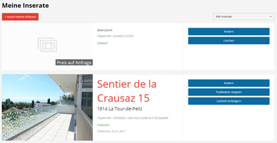 Screenshot Meine Inserate