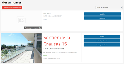 Screenshot mes annonces