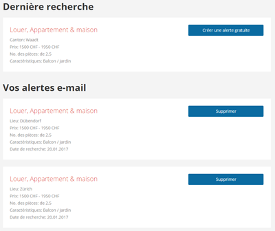 Screenshot alertes e-mail